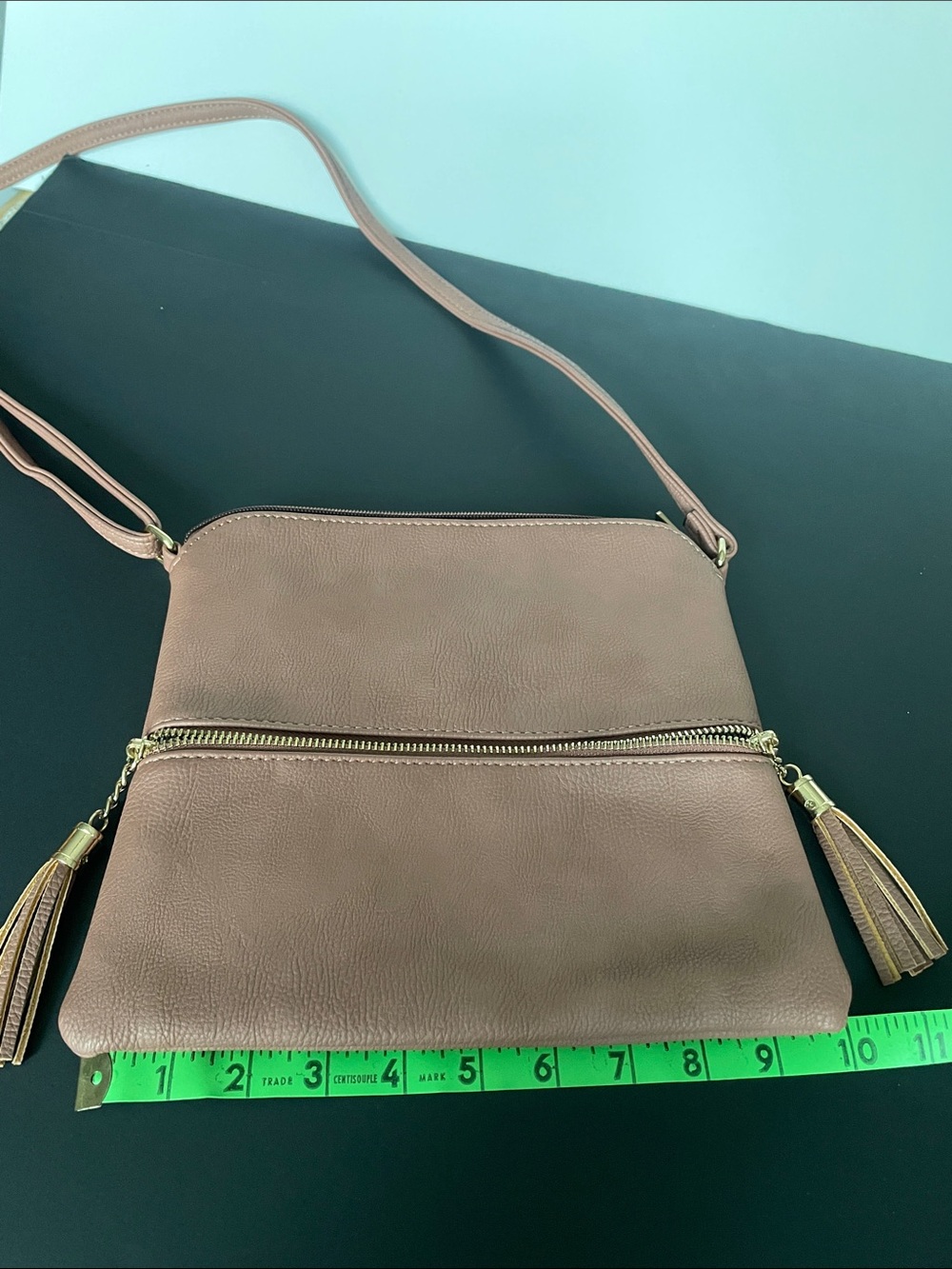 Women’s Leather Crossbody Bag in Taupe - Classic Tassel Detail